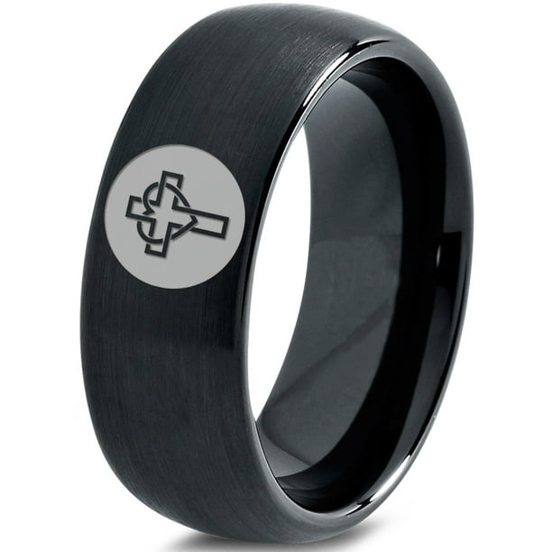 Tungsten Christian Catholic Cross Heart Shaped Band Ring 8mm Men Women ...