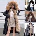 thumbnail image 4 of Lovskoo Womens Winter Coats Hooded Quilted Jacket Loose Casual Faux Fur Lined Thickened Warm Mid Length Long Sleeve Cotton Padded Jacket Gray, 4 of 4