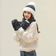 thumbnail image 2 of Wekity Beanie Hat Scarf and Gloves Set, Womens Winter Warm Knitted Hat Thick Skull Cap 3 in 1 for Cold Weather (Black), 2 of 4
