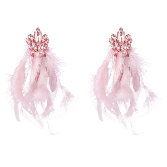 Namzi Boho Feather Tassel Earrings Long Drop Dangle Feather Earrings, Party Earrings,Style B,Pink