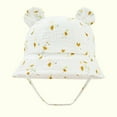 thumbnail image 2 of Zwiiyzr 3-12 Months Infant Baby Boys Girls Summer Sun Protection Fashion Solid Color Outdoor Sun-Hat Cute Bear Ears Sunscreen Hat Cap White & Yellow, 2 of 4