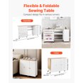 thumbnail image 3 of VEVOR Folding Sewing Table, Multipurpose Sewing Machine Table with Cabinet, Charging Station, Compact Design, Wheels, Wooden Pegs, Storage Trays and Shelf, 3 of 9