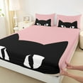 thumbnail image 3 of Castle Fairy Black Cat Girl 4 Pieces Queen Sheet Sets,Cartoon Animal Ultra Soft Flat Sheet,Black Pink Queen Fitted Sheet,Breathable Home Decor, 3 of 7