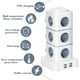 thumbnail image 2 of Regleta de alimentación vertical, 12 salidas de regleta de alimentación con 4 puertos USB, regleta de alimentación vertical con protector contra sobretensiones para oficina en casa, cable de extensión de 3 m (2500 W/10 A) Kuyhfg Sin marca, 2 of 5