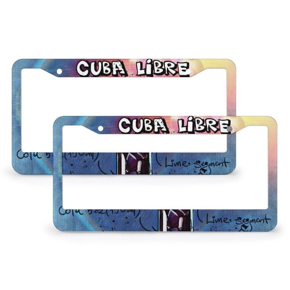 License Plate Frames Cuba Libre Auto Decorative Frames Cars Protector Cover Holder 2 Pieces Classic Cocktail Quality Aluminum Metal License Plate Cover Funny Cute for USA Canada Vehicles