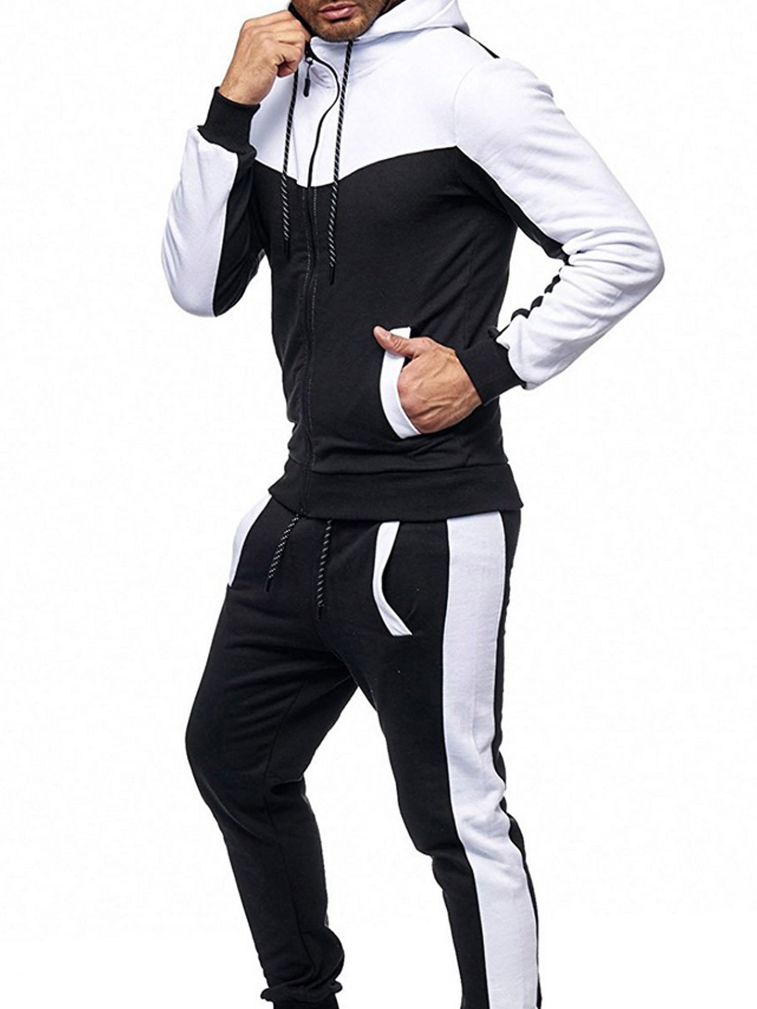 Details about   Men Sports Tracksuit Set Hoodie Athletic Tops Joggers Running Fitness Gym Pants