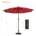 thumbnail image 2 of ACEGOSES LED Outdoor Patio 9′ Circle Deck Market Umbrella, Solar Lights Table Umbrellas With Non-Fading solution-dyed Canopy Red, 2 of 8