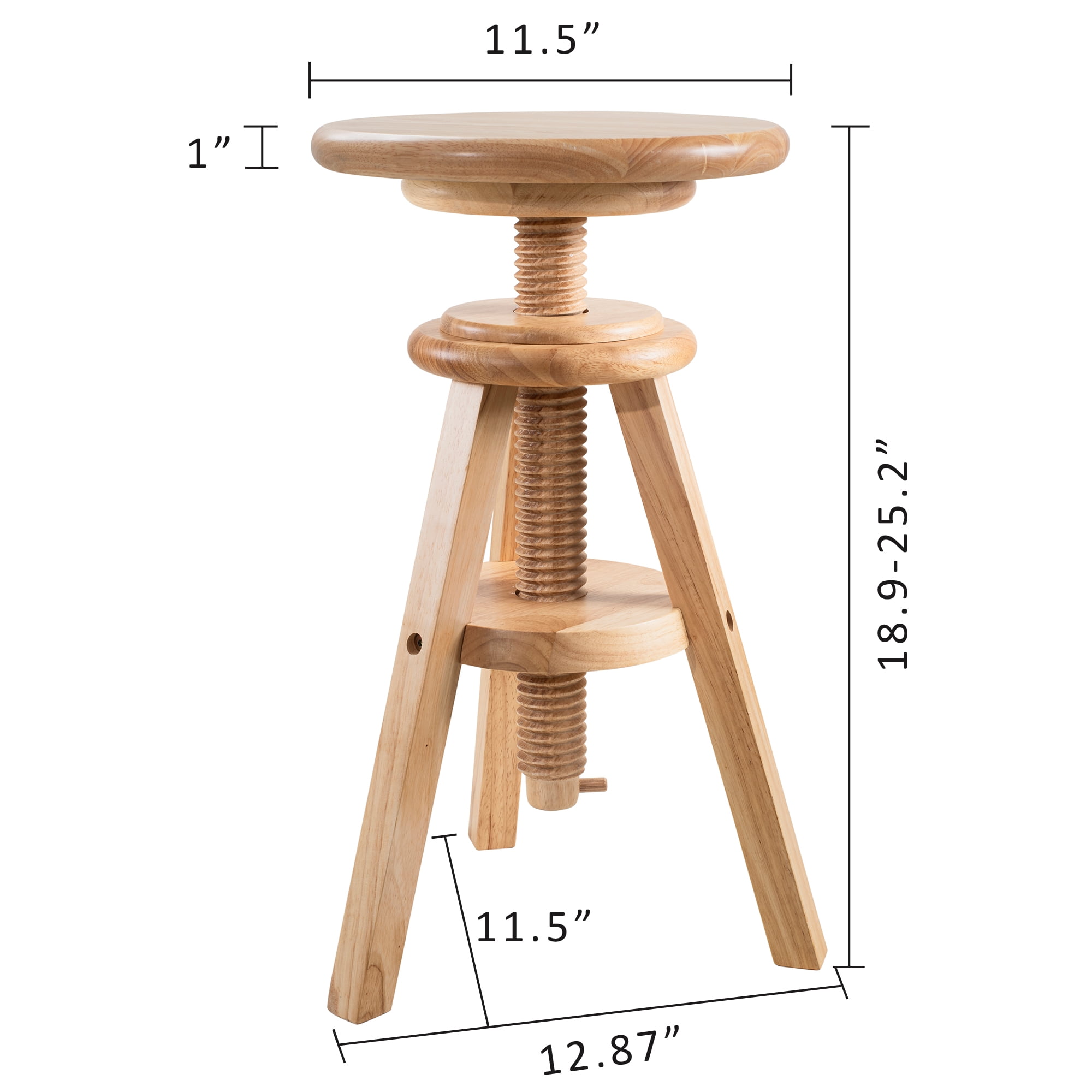 eHemco Swivel Wooden Adjustable Counter Bar Stool, 18.9 to 25.2 Inches Height, Natural