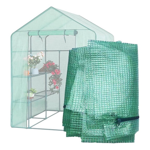 Greenhouse Replacement Cover, 56x56x76 Inch PE Walk-in Greenhouse Cover for Gardening Plants W/Roll-Up Zipper Door