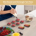 thumbnail image 3 of 16 PCS Mini Tart Pans, Round and Rectangle Pie Pans, Removable Bottom Nonstick Quiche Pan, 4 Inches Carbon Steel Tart Mold, Fluted Side Dessert Baking Mold Set for Egg Tarts, Pies, Mousse Cakes, 3 of 6