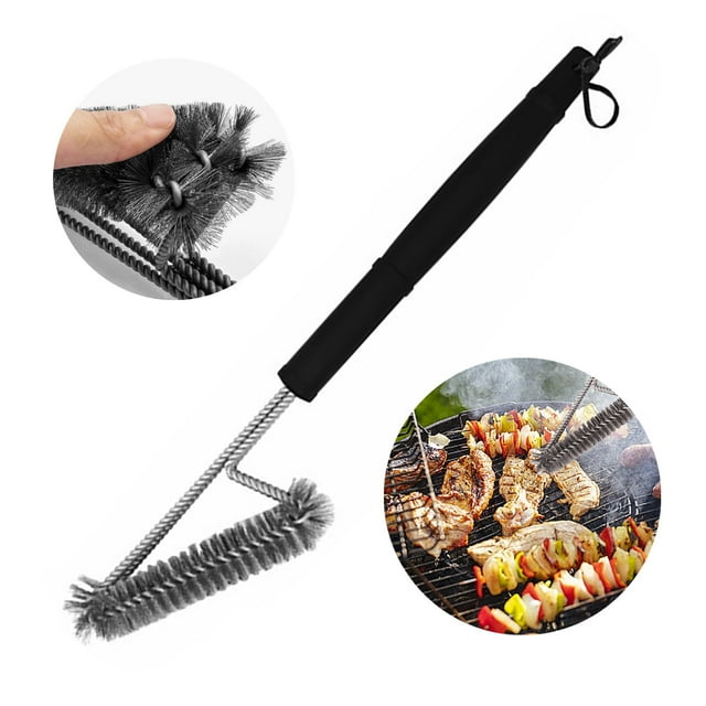 Brosse et Grattoir pour Gril BBQ en Acier Inoxydable Robustes avec Poignée Ergonomique pour un Nettoyage Efficace des Roches Infrarouges Chaudes