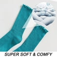 thumbnail image 3 of Women's socks, ruffled hem Casual ankle socks Breathable and cool knit cotton round neck fringed socks 6 pairs - type:set2;, 3 of 5