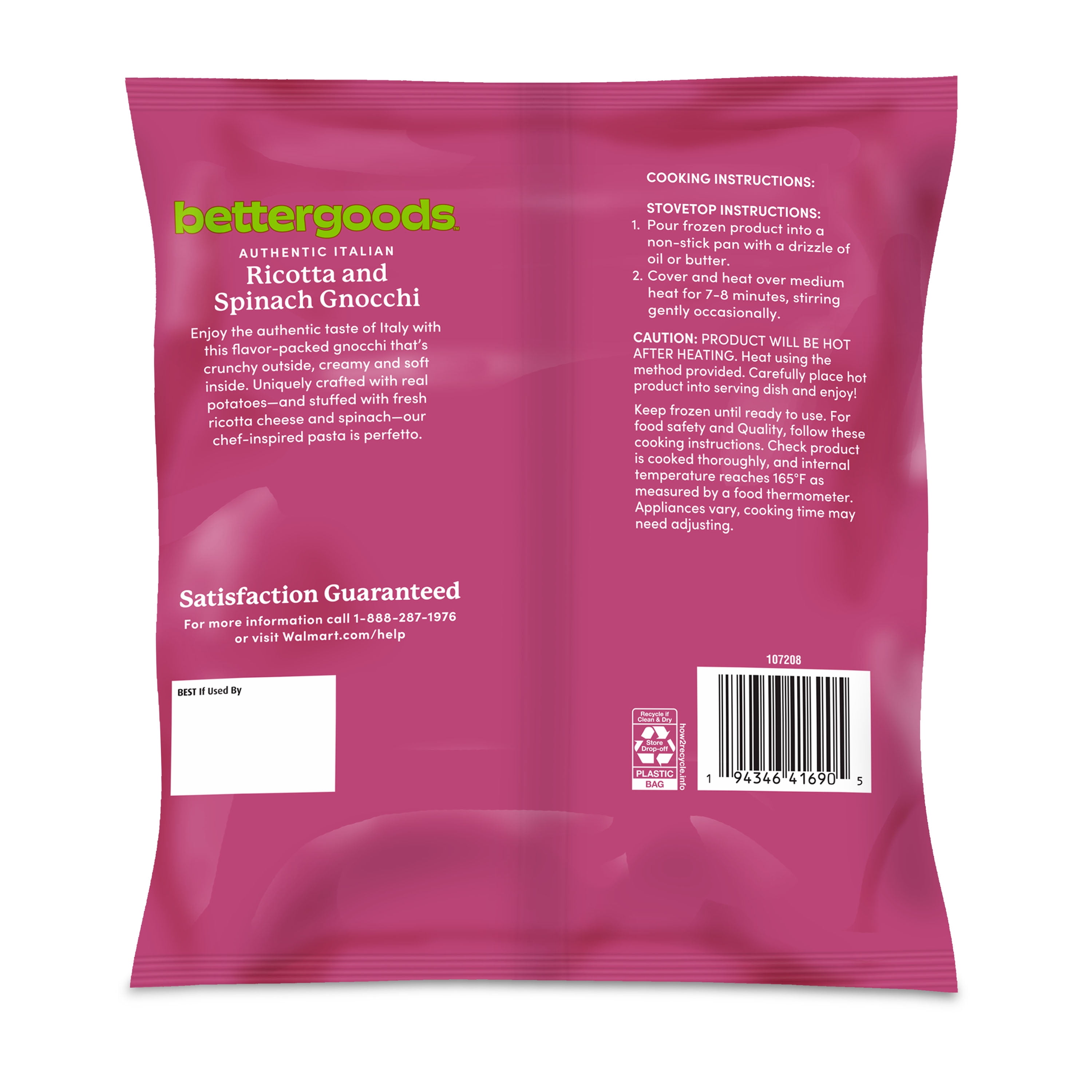 bettergoods Ricotta and Spinach Gnocchi, 16 oz (Frozen)