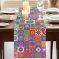 thumbnail image 3 of Table Runners 72 Inches Long Dress Scarves, Colorful Ethnic Farmhouse Kitchen Table Runner, Coffee Tablerunners, Modern Abstract National Geometric Purple 18x72 Inch, 3 of 9