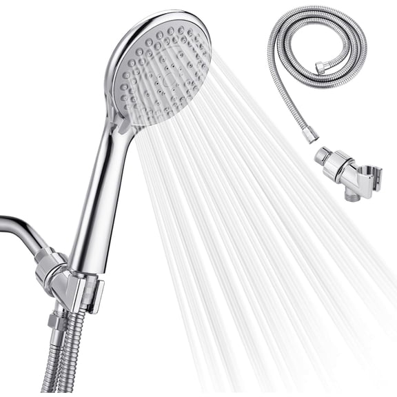 High pressure 5 Functions Showerheads Hand Held Shower Heads,Detachable Handheld Shower Head with Hose - Extra Long 4.7 ft. Stainless Steel Hose and Holder.
