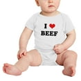 thumbnail image 2 of I Heart Beef Love Food Funny Baby Rompers Bodysuit (White, 6-12 Months), 2 of 5