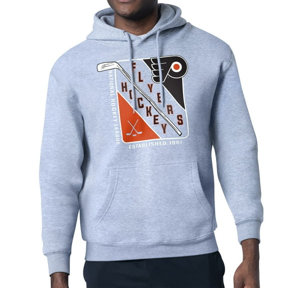 Men's Starter Heather Gray Philadelphia Flyers Shield Logo Pullover Hoodie