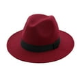 thumbnail image 2 of Pxiakgy Fedora Hats for Men Women Wide Brim Felt Panama Hat Dress Hat Classic Mens Fedora Hat with Band Men Women Wide Hat with Belt Buckle Adjustable Outbacks Hats Wine One Size, 2 of 2