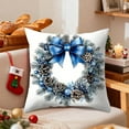 thumbnail image 6 of Xuniizn Christmas Pillow Covers 18x18 inch Xmas Decorations Soft Plush Faux Fur Wool Christmas Throw Pillow Cases Winter Holiday Decor for Sofa Living Room, Blue, 6 of 7