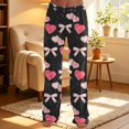 thumbnail image 4 of Women's Bow Print Wide Leg Pajama Pants, Elastic High Waist Loose Sleep Pants Casual Loungewear Trousers, 3XL, 4 of 7