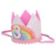 thumbnail image 4 of EeaseMX Adorables sombreros de cumpleaños para bebés, cumpleaños, corona de arco iris, diadema, suministros para fiestas, accesorio para fotos (blanco y arcoíris, encaje rosa, 3 estilos), 4 of 7
