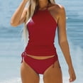 thumbnail image 4 of Akiihool Women Tankini Swimsuits Two Piece Tummy Control Bathing Suits Swim Tank Top with Shorts Swimwear (Red,S), 4 of 5