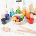 thumbnail image 3 of Juguete de clasificación de colores Yiaieng, juguete de madera para clasificar colores para bebés y niños pequeños (7 hombrecitos), 3 of 8