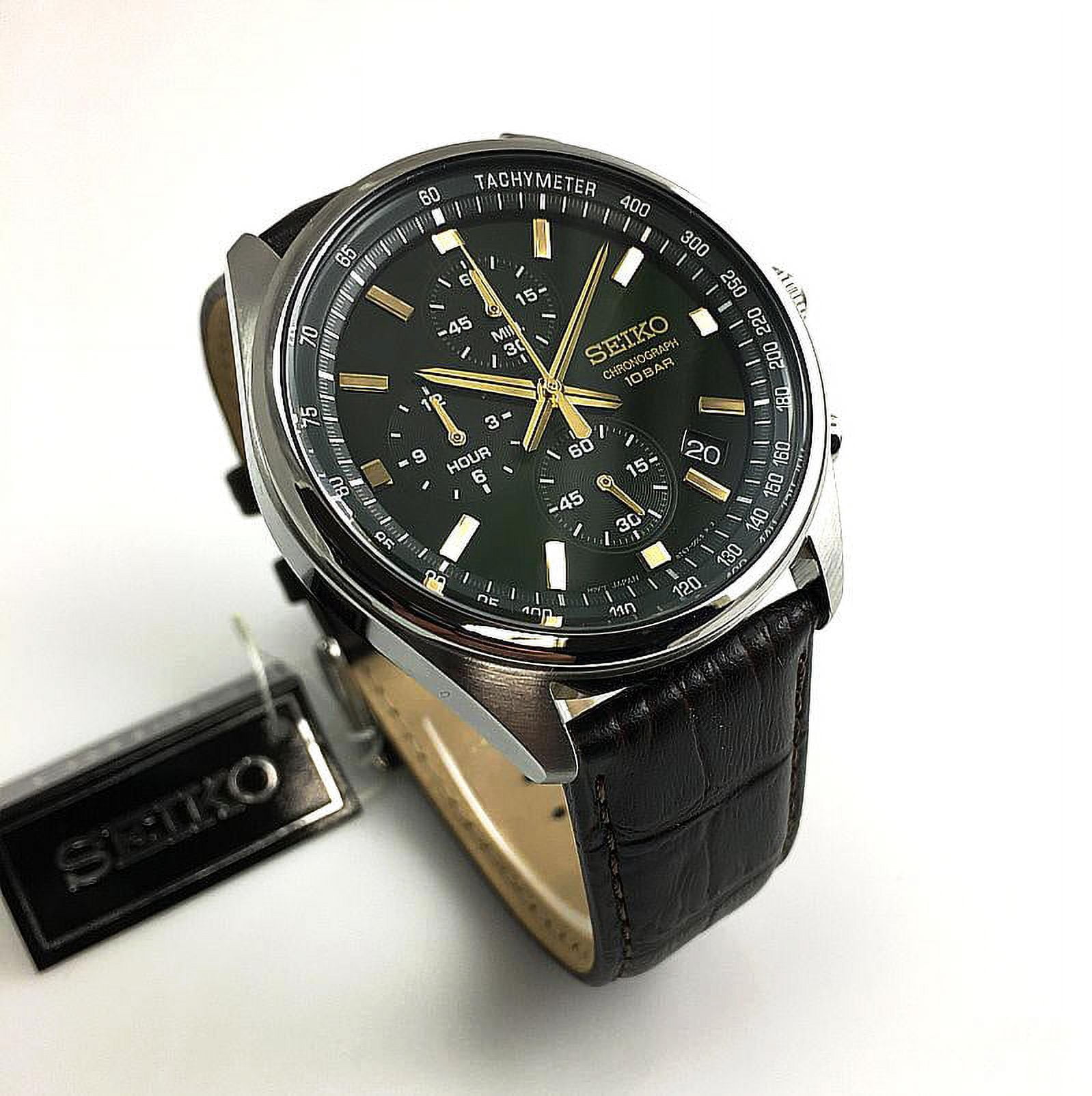 Seiko SSB385 Men's Chronograph Watch, Quartz, Green Dial, Water