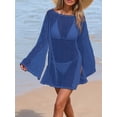 thumbnail image 5 of jinghuiyue Womens Summer Crochet Swimsuit Coverup Boat Neck Hollow Out Knit Sweater Tops Beach Vacation Clothes XXL, 5 of 7