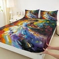 thumbnail image 3 of Manfei Violin Princess Twin Sheet Sets for Teens, Modern Fashion Twin Fitted Sheet, Oil Printing Artwork Flat Sheet, Microfiber Bedroom Decor, 3 Pieces, 3 of 7