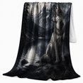thumbnail image 2 of Arctic Wolf With Wolf And Snowy Pines Snowy Pine Forest Serene Wildlife Art Wildlife Lovers Winter Wilderness Scene Warm Flannel Blanket, Christmas Gift for Cabin and Lodge Home Decor, 2 of 9