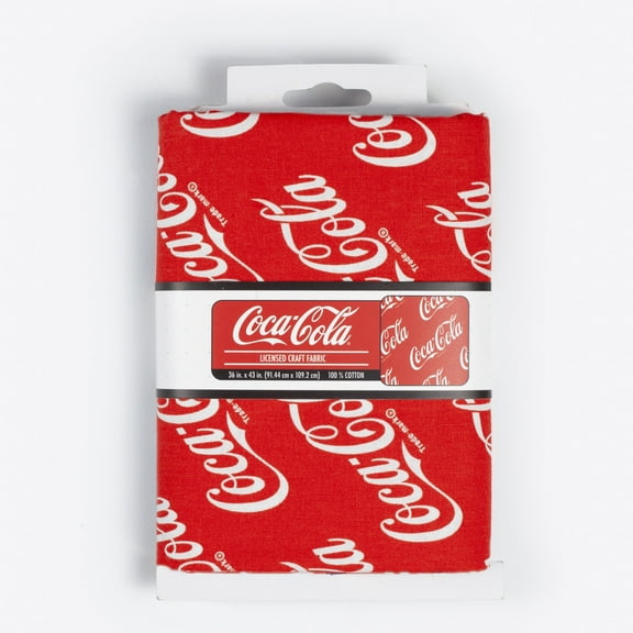 Coca-Cola Logo, 1 Yard Sewing & Craft Fabric Licensed by the Yard. Color- Red and White