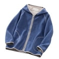 thumbnail image 2 of GiLiling Toddler Boys Girls Solid Zip Up Hoodie Jacket, Autumn Winter Long Sleeve Warm Coat, Thicken Corduroy Outwear for Kids (Dark Blue, 5-6 Years), 2 of 4