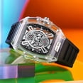 thumbnail image 5 of Fashion Hollowed Men Watches Tonneau Transparent Analog Display Silicone Strap Calendar Quartz Waterproof Trend Male Wrist Watch, 5 of 5