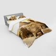 thumbnail image 3 of Vintage Duvet Cover Set, Egyptian Pyramids Famous Landmark Wonders of the World Heritage View Print, Bedding Set with Shams and Fitted Sheet, 3 Sizes, by Ambesonne, 3 of 3