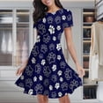 thumbnail image 2 of Blue And White Dog Paws On Dark Blue Background Women's Classic Swing Skater Dress Casual Work Party Cocktail Dresses, 2 of 6