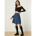 thumbnail image 2 of DARING DIVA Women's A-Line Flared Pleated Midi Denim Skirt M Dark Blue, 2 of 6