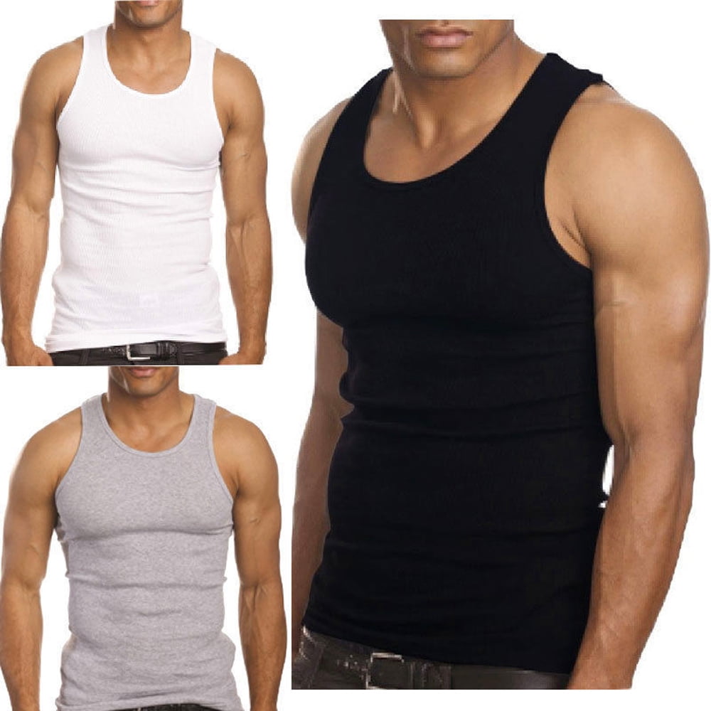 Falari - 3-Pack Men's A-Shirt Tank Top Gym Workout Undershirt Athletic ...
