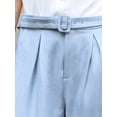 thumbnail image 4 of DARING DIVA Women's Wide Leg Belted Business Straight Long Trousers Small Blue, 4 of 7