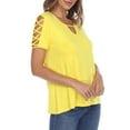 thumbnail image 4 of White Mark Women's Keyhole Neck Short Crisscross Sleeve Top, 4 of 5