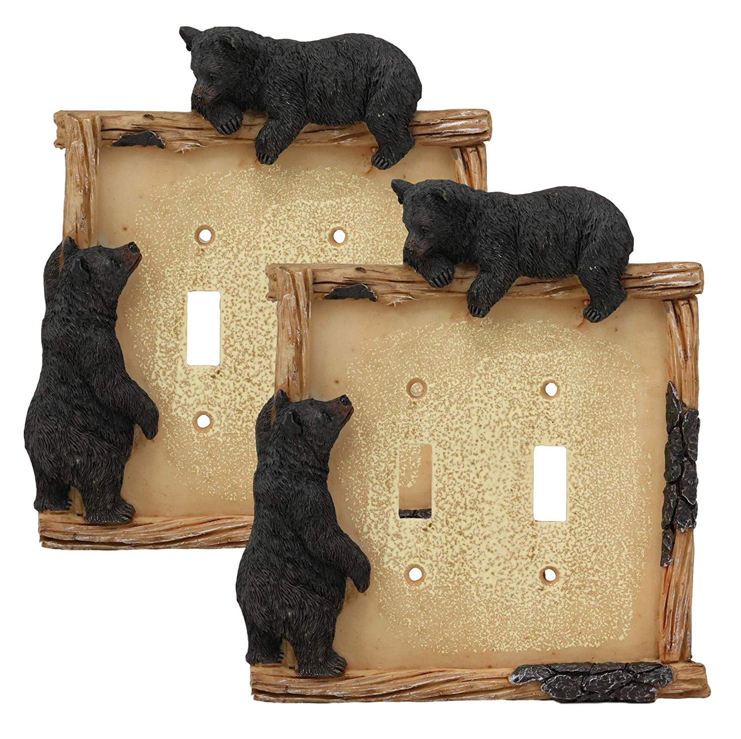 BLACK BEAR WITH CUBS IN WOODS HOME WALL DECOR LIGHT SWITCH PLATES AND OUTLETS 