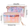 thumbnail image 3 of Jumpingount Bolso cosmético del esencial del viaje del diseño del laser de 2 pedazos para el bolso cosmético transparente del almacenamiento del Bolsas de mensajero y de hombro, 3 of 6
