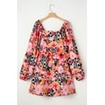 thumbnail image 6 of Women's Pink Bohemian Square Neck Puff Sleeve Mini Dress - Flowy Fit for Everyday & Special Occasions | [ZhiHiMeRi] | (US 12-14)L, 6 of 12