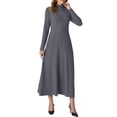 thumbnail image 5 of Cueply Dresses for Women Casual Long Sleeve Fall Spring Mock Neck Pullover Long Dresses with Pockets, 5 of 8