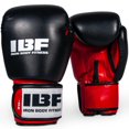 thumbnail image 1 of Gants de boxe Iron Body Fitness série Sport, 10 oz, rouge et noir, 1 of 8