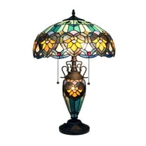 RADIANCE goods Tiffany-style 3-Light Victorian Double Lit Table Lamp 16" Shade