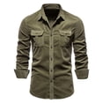 thumbnail image 1 of WOLLED Chemise en Velours Côtelé Prête à l'Emploi pour Hommes Automne Manches Longues Décontractée Extérieure Utilitaire, 1 of 8
