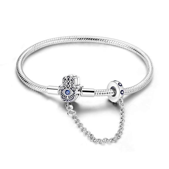 NARMO Fine Original 925 Sterling Silver Bracelet Blue 5A Zircon Palm Eyes Clasp fit Women Charms Jewelry