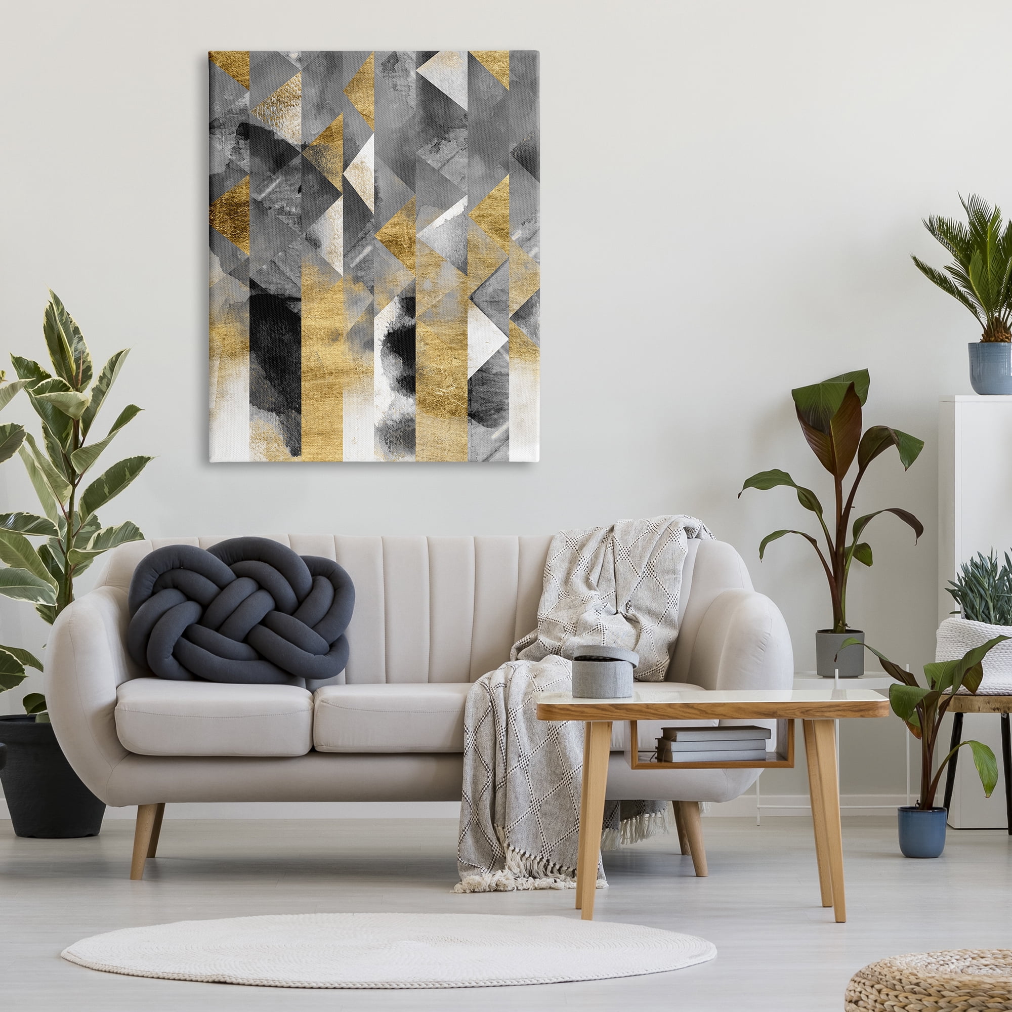 Stupell Industries Modern Triangular Stripes Sharp Geometric Pattern Abstract Painting Gallery Wrapped Canvas Print Wall Art, 36 x 48