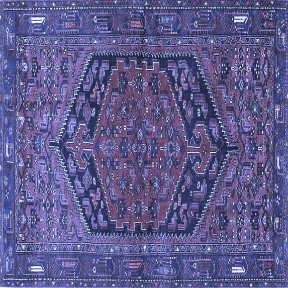 Ahgly Company Indoor Square Persian Blue Traditional Area Rugs, 7' Square
